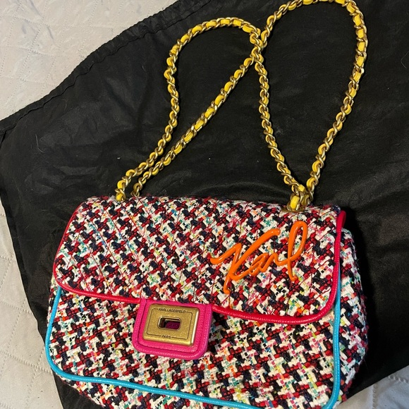 Karl Lagerfeld Multicolor Tweed Shoulder Bag MAKE an OFFER!!!😀 - Picture 1 of 9